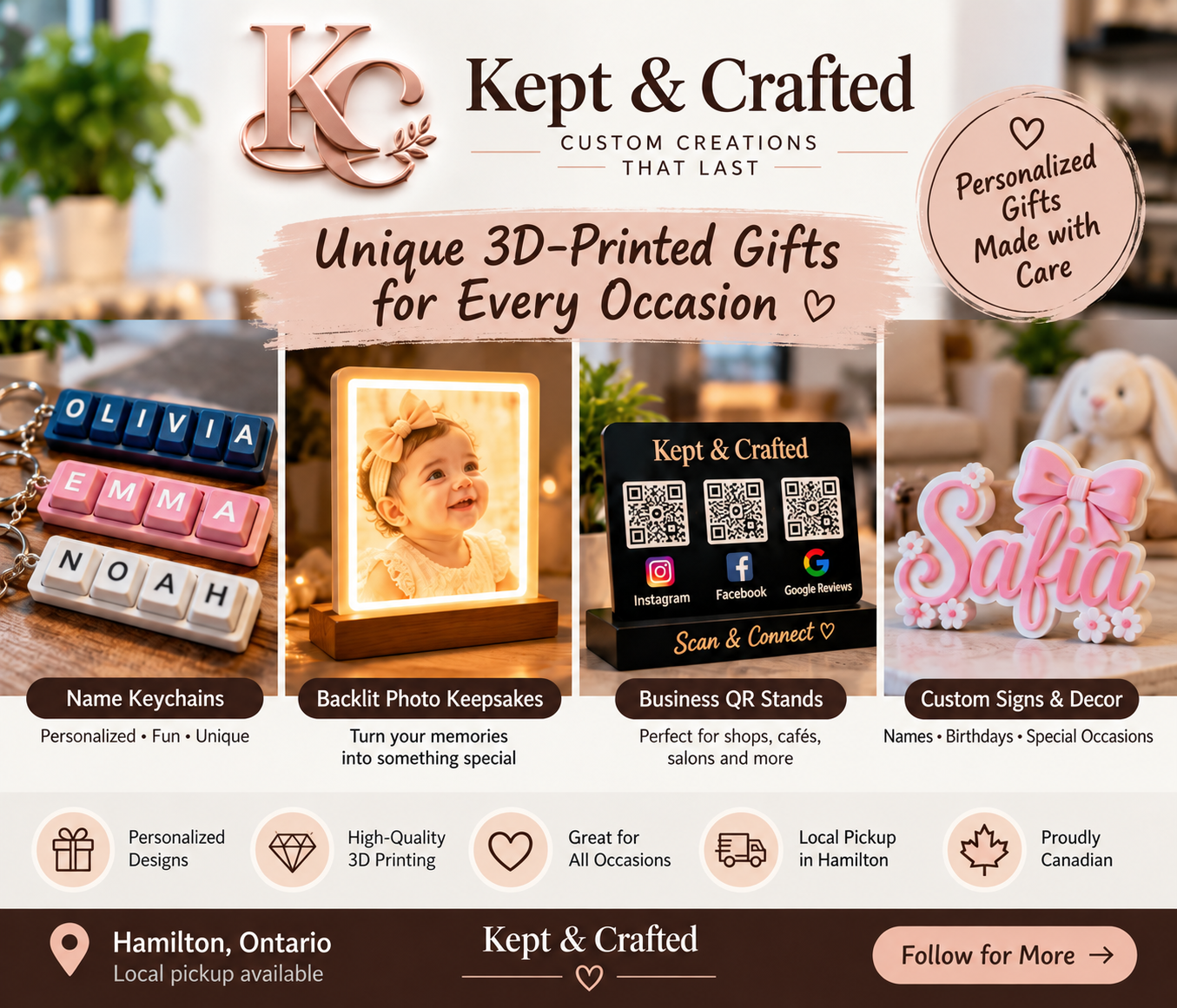 Decorative small business interior and custom signage setting